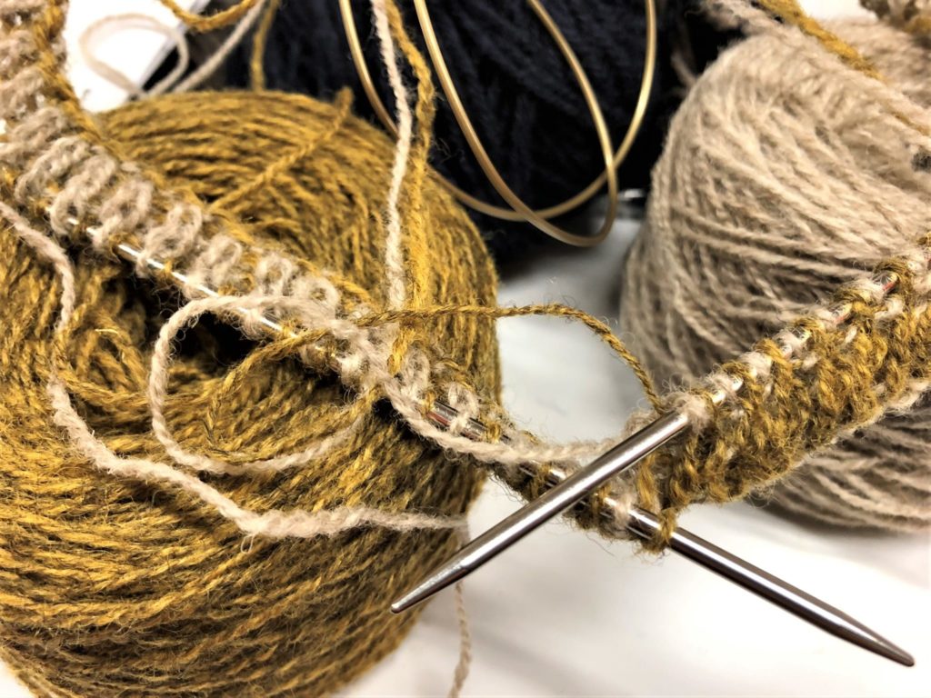 Learning Twigg stitch knitting.